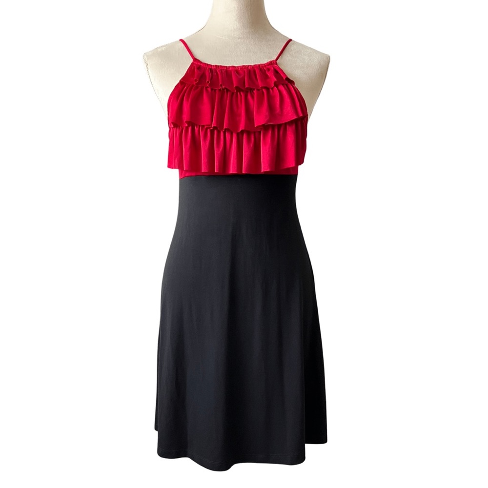 Sweet Storm Black and Red Ruffle Tiered Party Dress